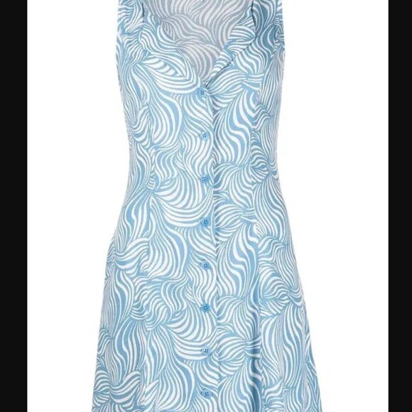 Reformation Rilynn Dress Blue and White | Size 8 - Picture 5 of 8